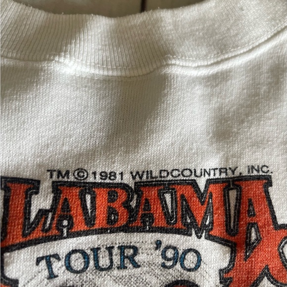 Vintage Alabama Pass It On Down 1990 Tour Crewneck Sweatshirt size XL White - Picture 5 of 7